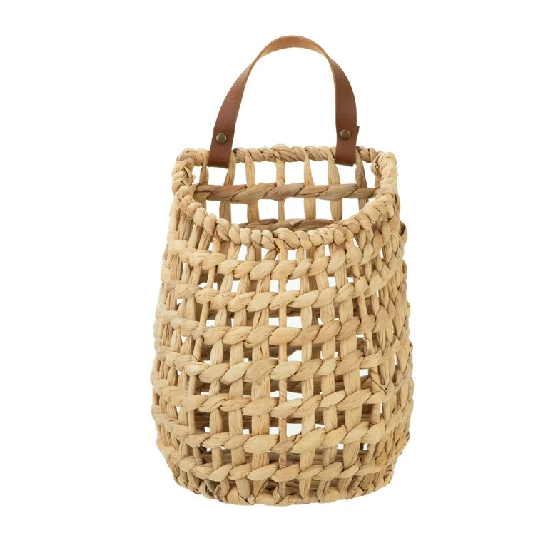 Better Homes &amp; Gardens Water Hyacinth Hanging Basket with Faux Leather Strap - Walmart.com | Walmart (US)