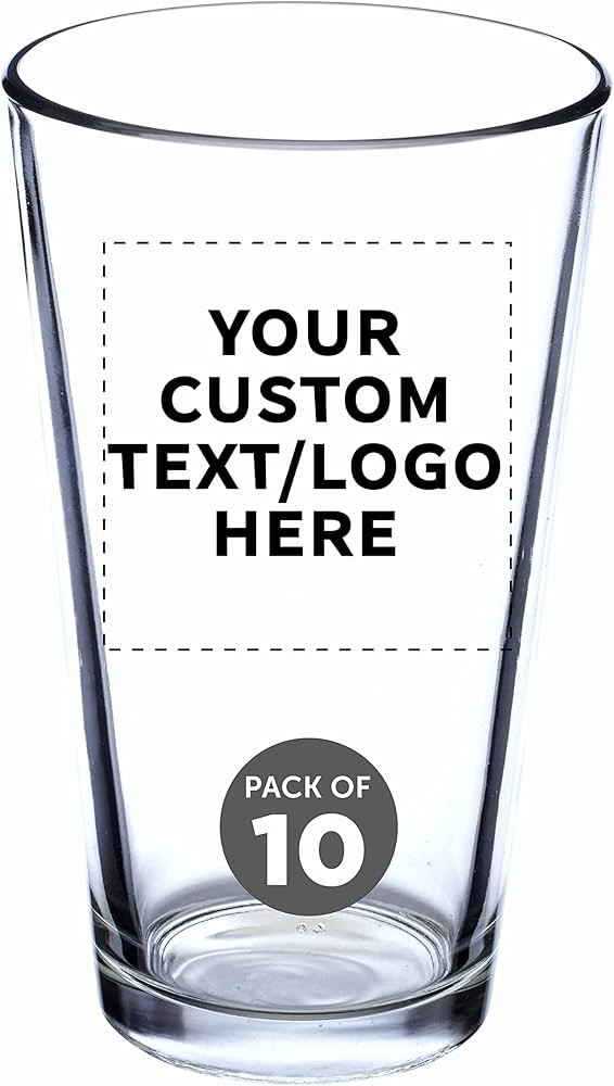 DISCOUNT PROMOS Custom Beer Pint Glasses 16 oz. Set of 10, Personalized Bulk Pack - Heavy Duty Gl... | Amazon (US)