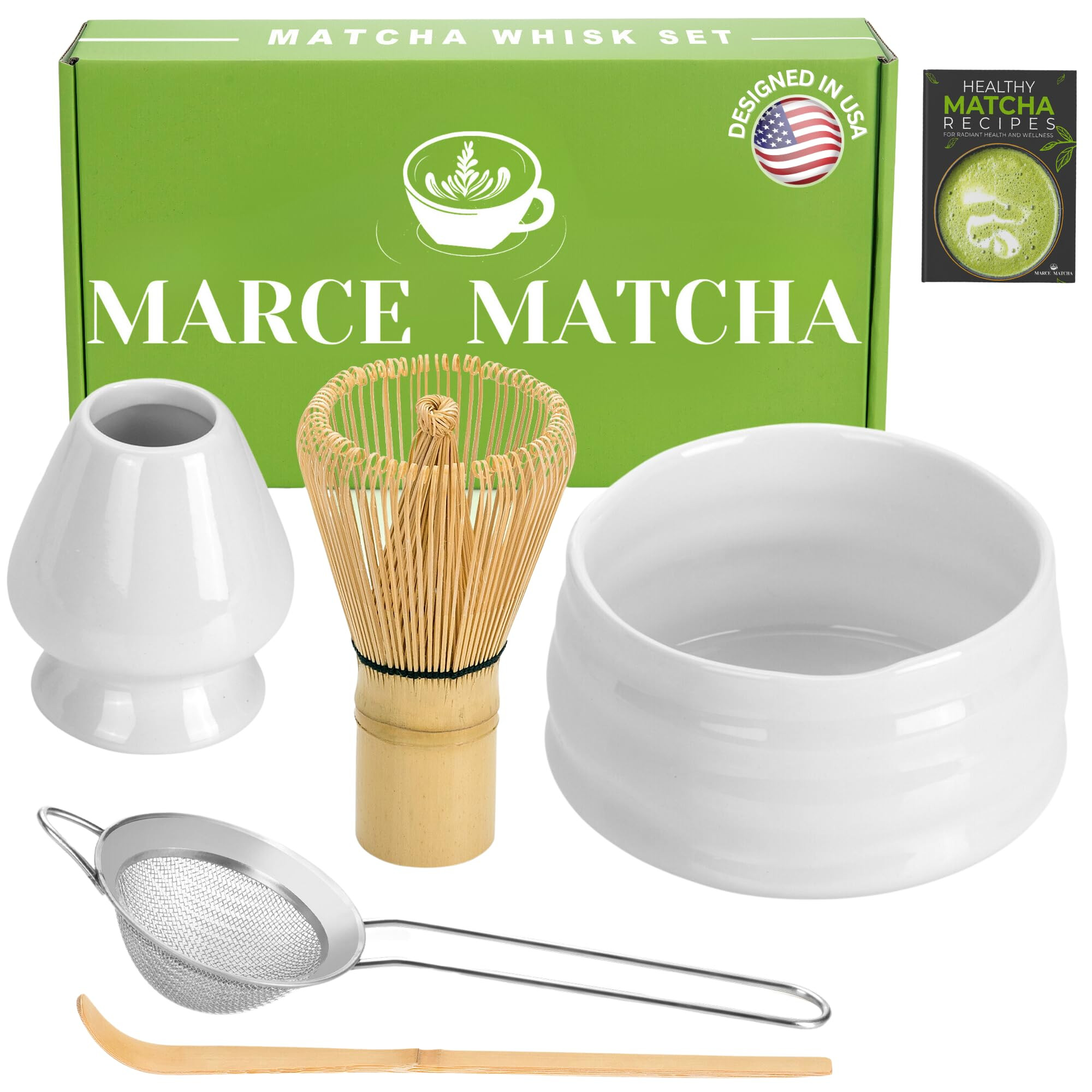 Marce Matcha Whisk Set- Matcha Set includes Matcha Whisk and Bowl (Matcha Bowl), Sifter, Holder a... | Amazon (US)