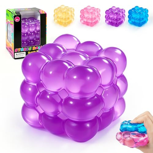 Ice Cube Squishy Fidget Toy, Squeeze Cube, Slow Rising Squeeze Cubes Fidget Toy, Sensory Stress Relief Toy for Focus and Relax Hand Muscles, Soft Handheld Squishy Cubes for Desk Fidget (Purple | Amazon (US)