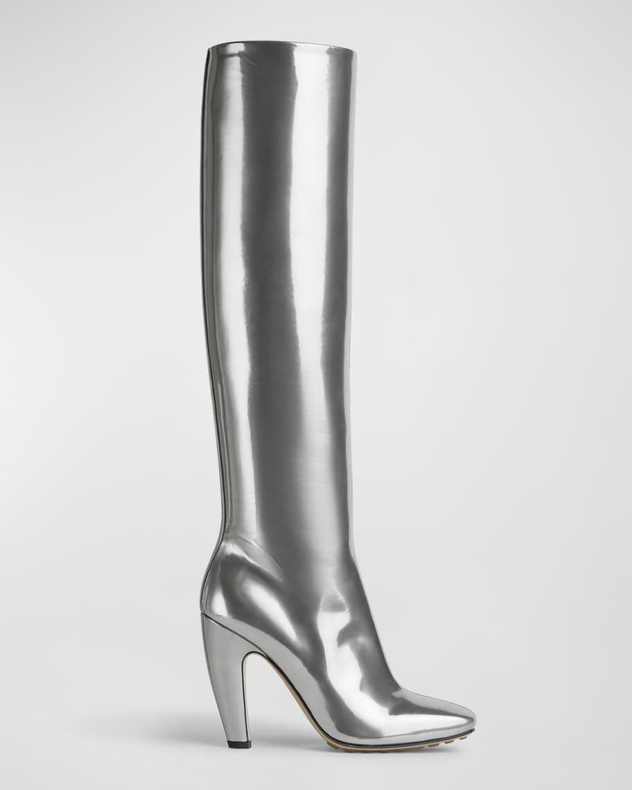 Bottega Veneta Mirror Leather Knee High Boots | Neiman Marcus