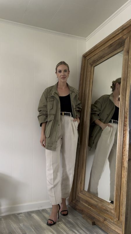 Utility jacket outfit, cargo jacket with linen pants, summer to fall style, pre fall outfit 

#LTKVideo #LTKOver40 #LTKFindsUnder100