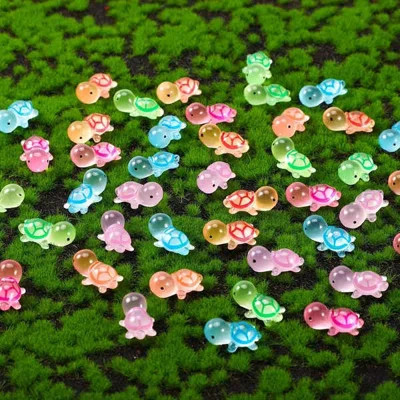 100pcs Luminous Colorful Turtle Figurines Set, Resin Glow-in-the-Dark Miniatures for DIY Crafts, Home Decor, Fairy Garden Accessories & Party Favors | Wayfair North America