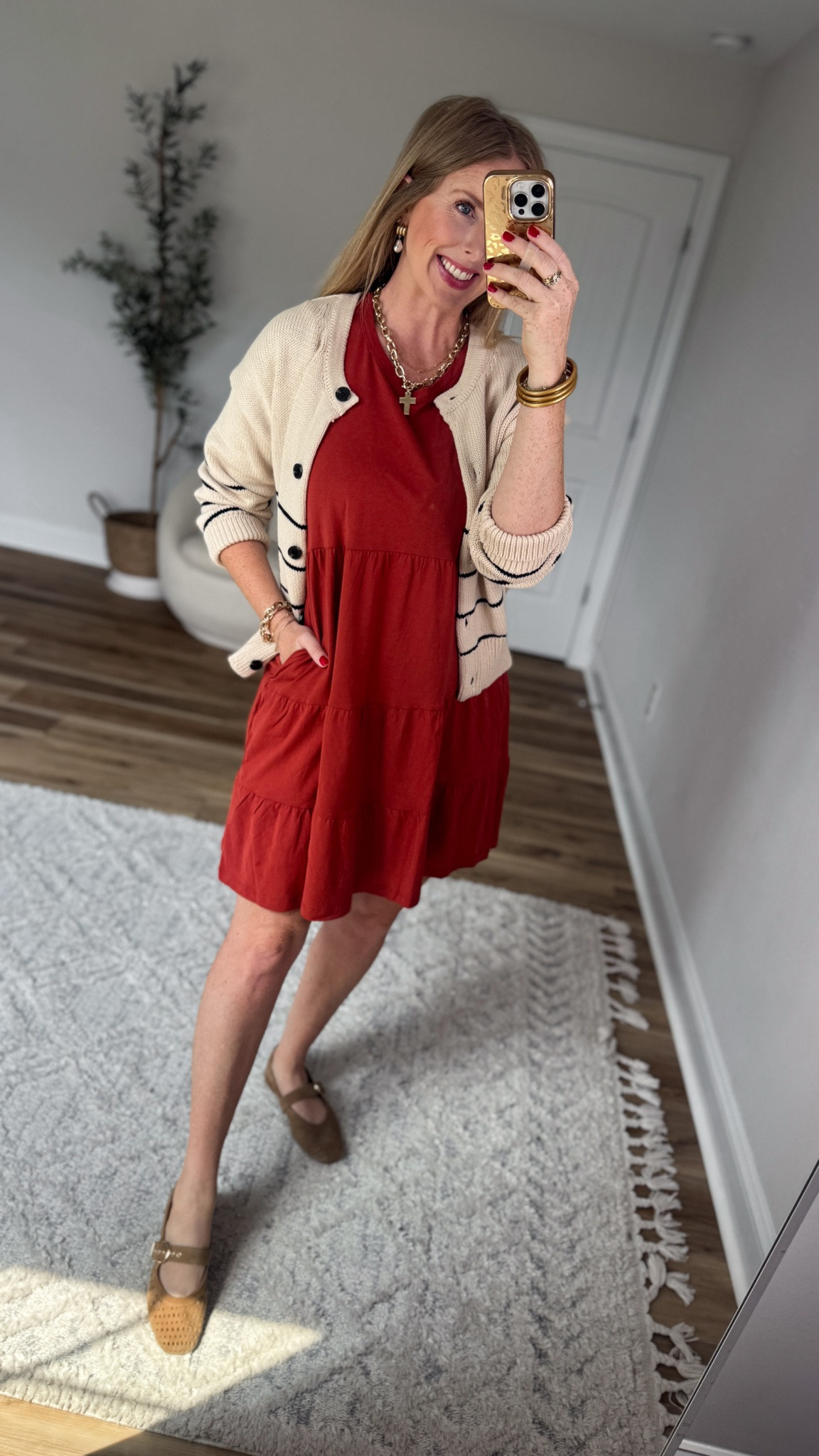 Daily try on, Walmart outfit, Walmart fashion, Walmart try on, time and tru, tshirt dress, striped cardigan

#LTKootd