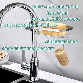 LONIN Sponge Holder Over Faucet Kitchen Sink Caddy Organizer, Stainless Steel Detachable Hanging ... | Amazon (US)