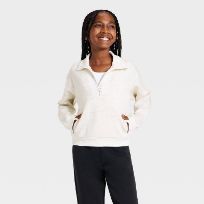 Girls' Airy Sleek 1/2 Zip Pullover Sweatshirt - All In Motion™ Heather Gray L | Target