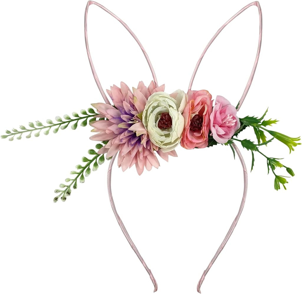 Easter Folora Fairy Bunny Ear Headband Rabbit Flower Hairbands Spring Wedding Birthday Halloween ... | Amazon (US)