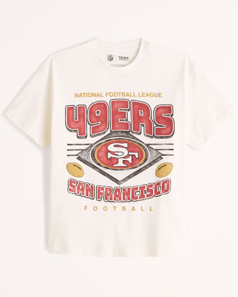 Abercrombie & Fitch Men's Oversized San Francisco 49ers Graphic Tee in Cream - Size XXL | Abercrombie & Fitch (US)