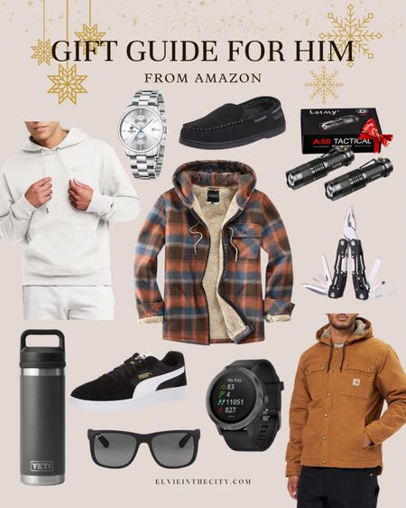 This gift guide for him is all from Amazon and arrives before Christmas! Ideas include a hoodie, flannel, hooded jacket, pocket knife, flashlight set, Yeti insulated tumbler, watches, slippers, sunglasses, and Puma sneakers. 

Gifts for him, gifts for dad, gifts under 50, gifts under 100

#LTKGiftGuide #LTKfindsunder50 #LTKfindsunder100