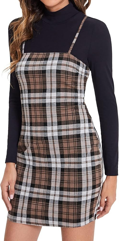 Verdusa Women's Plaid Print Mini Cami Bodycon Dress | Amazon (US)