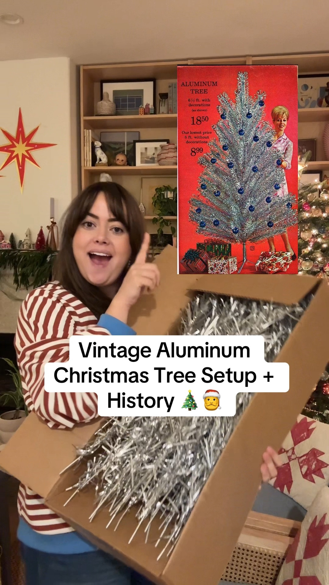 Have you ever seen a vintage aluminum christmas tree? I am obsessed with them, and think theyre the perfect addition to your vintage christmas decor! This year i went heavy on the ornaments on our tradtional christmas tree, so i think i need to hunt for a few more for our aluminum tree 😏🎄#vintagechristmas #vintagechristmasdecor #christmas #christmasdecor #christmasdecorating #vintagechristmasdecorations 

#LTKSeasonal #LTKHome #LTKHoliday