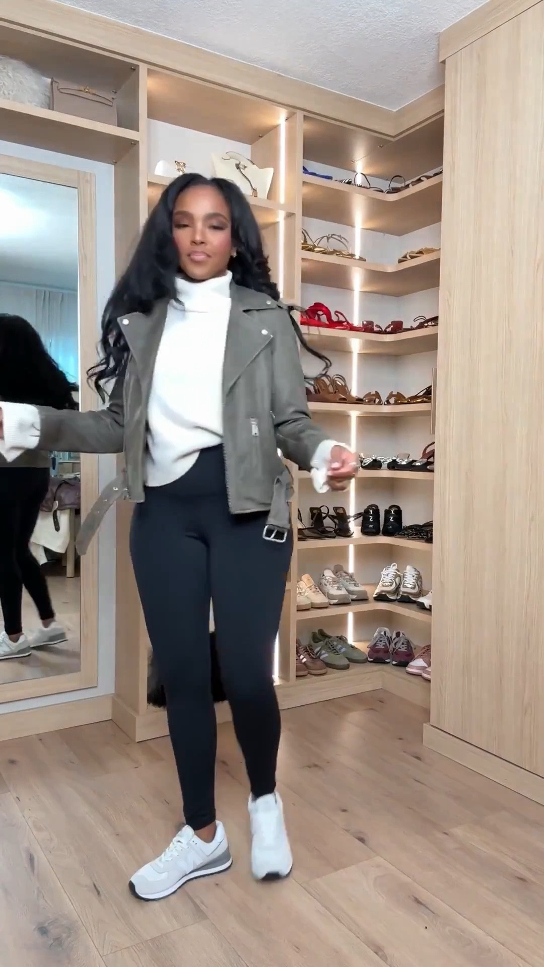 ✨ Polished Neutrals, Top Seller of 2025

This @Quince leather moto jacket was one of my top sellers of 2025 — and it’s easy to see why. The structured silhouette instantly elevates the simplest winter basics, adding a timeless edge that always feels put-together. Paired with a soft white turtleneck and sleek black leggings, it creates a clean, effortless look you can rely on again and again. A true wardrobe staple where the cost per wear keeps dropping with every re-style.

Perfect for:
• School drop-offs  
• Weekend errands  
• Travel days  
• Casual winter outings  

📏 Sizing:
Jacket: Small  
Turtleneck: Small  
Leggings: Small  

Measurements:
5’4” · 138 lbs · 34D · 27” waist · 40” hips  

Tap to get details.

Elevated winter layers, leather moto jacket outfits, polished casual styling, neutral winter looks, black leggings outfits, everyday wardrobe staples, 2025 top sellers.

Follow me on Instagram and YouTube @kirasfashionfinds