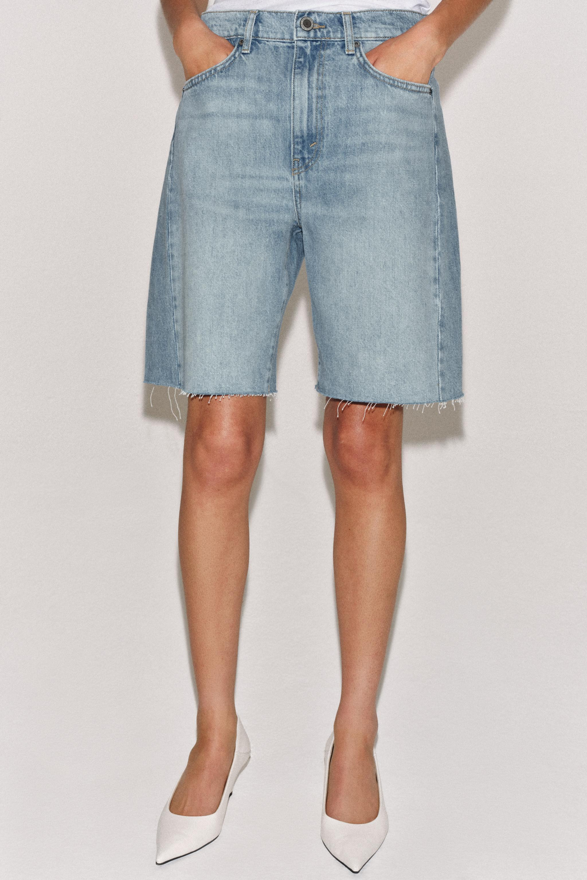 ZW COLLECTION RELAXED FIT MID-RISE DENIM SHORTS | Zara US