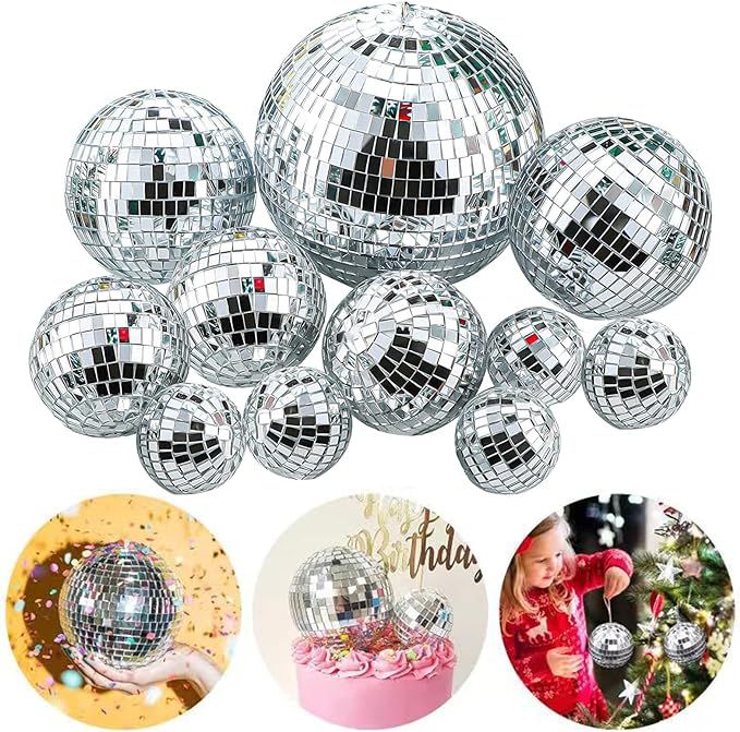 Newmemo 11pcs Disco Ball Cake Decoration Mirror Cake Topper 70's Disco Disco Ball Table Decoratio... | Amazon (US)