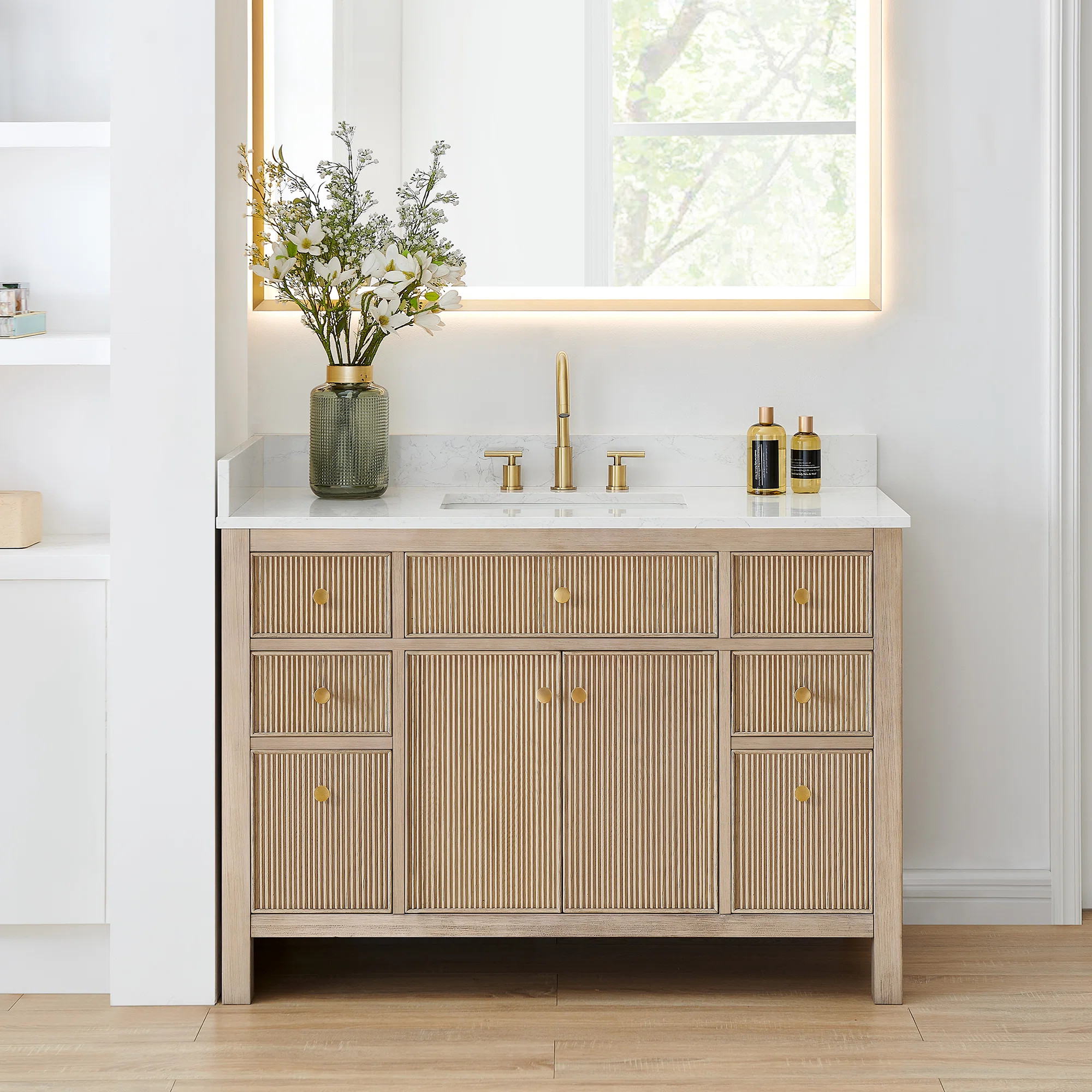 Birch Lane™ Lala 48" Single Bathroom Vanity with Grain White Engineered Stone Countertop withou... | Wayfair North America
