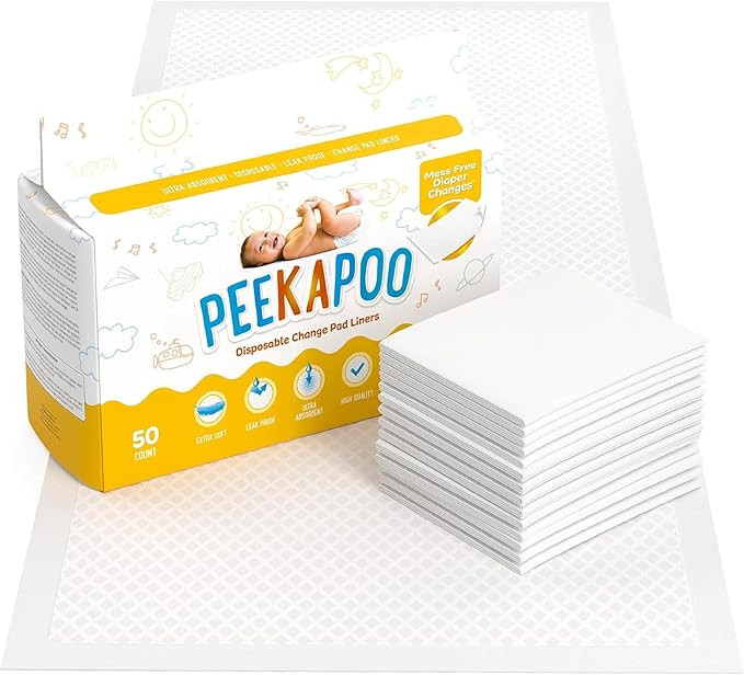 Peekapoo - The Original Disposable Baby Changing Pad Liners – 50 Pack | Super Soft, Waterproof,... | Amazon (US)