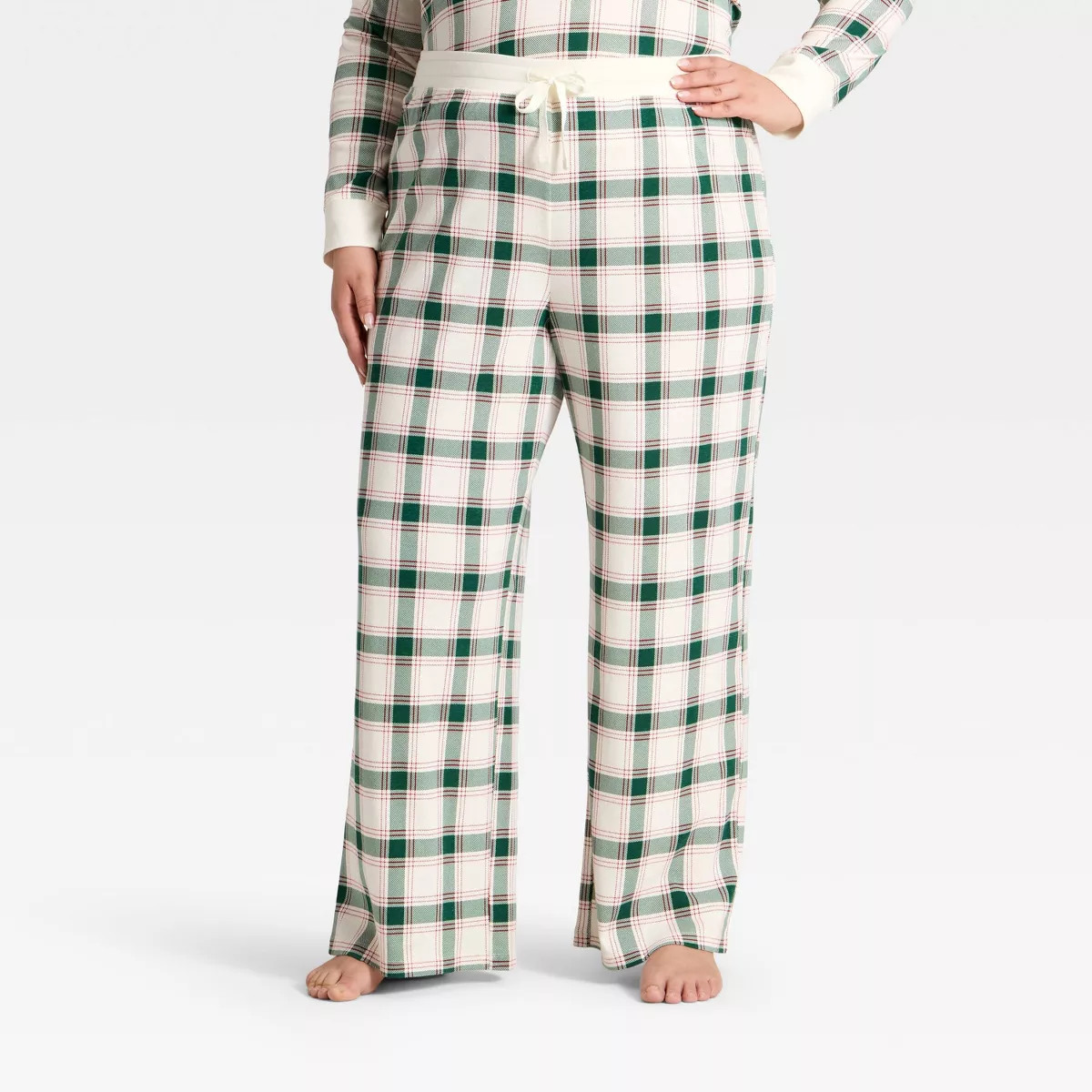 Women's Plaid Ribbed Holiday Matching Family Pajama Pants - Wondershop™ Cream | Target