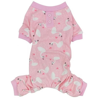Parisian Pet 'Pink Swan' Pajama for Dogs & Cats, Luxury Pet Sleepwear, Cozy Dog Pajama Set-Valentine's Day  S | Target