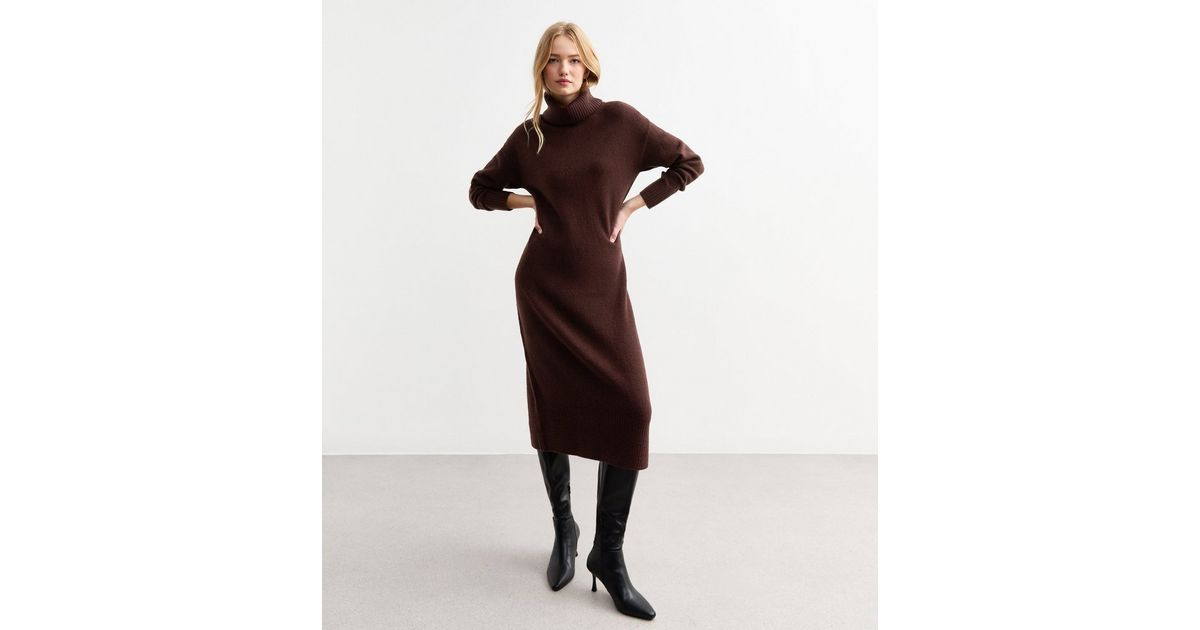 Burgundy Roll Neck Midi Jumper Dress | New Look | New Look (UK)