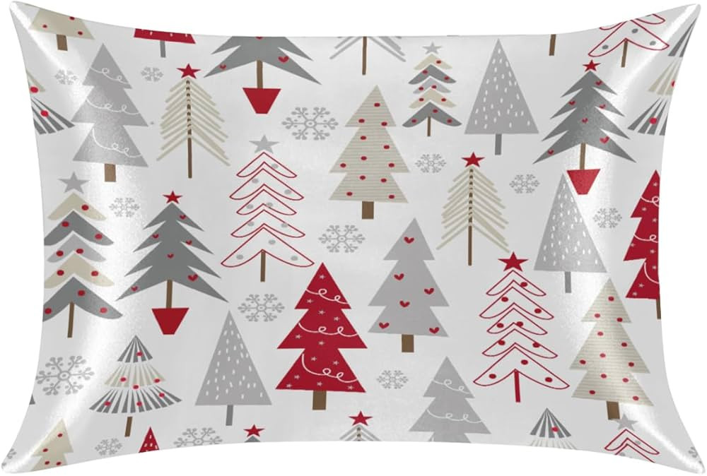 Satin Pillowcase Star Christmas Tree Silk Pillowcase for Hair and Skin, Pillow Cases Cooling Smoo... | Amazon (US)