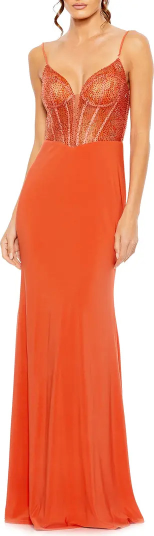 Mac Duggal Mixed Media Embellished Lace Sheath Gown | Nordstrom | Nordstrom