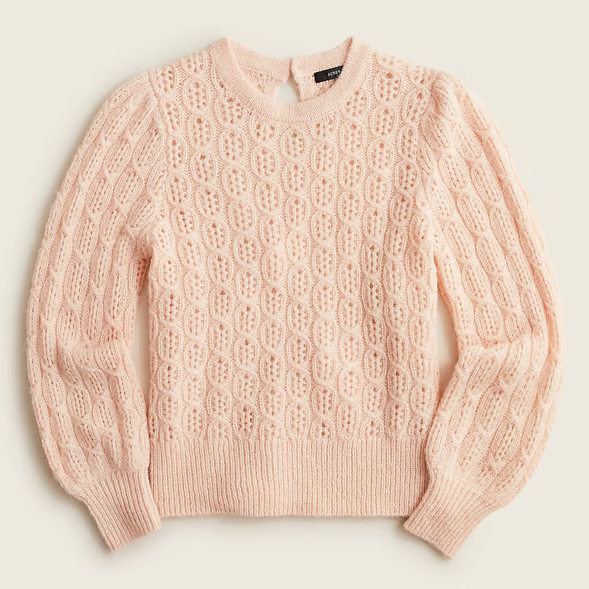 Balloon-sleeve cable-knit sweater | J. Crew US