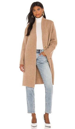 Vince Collarless Cardigan Coat in Tan. - size M (also in L) | Revolve Clothing (Global)