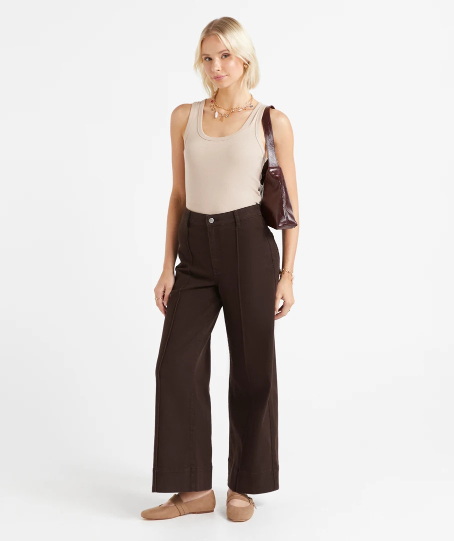 BONNIE MID RISE WIDE LEG STRETCH JEAN | Sportsgirl