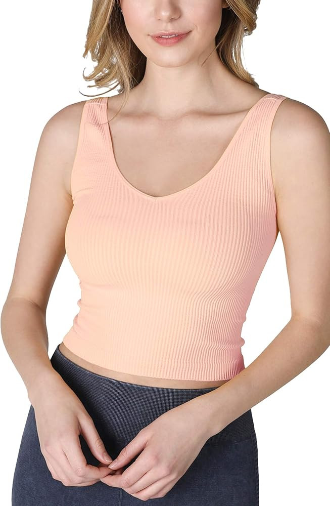 NIKIBIKI Women Seamless V-Neck Ribbed Crop Top, Made in U.S.A, One Size | Amazon (US)
