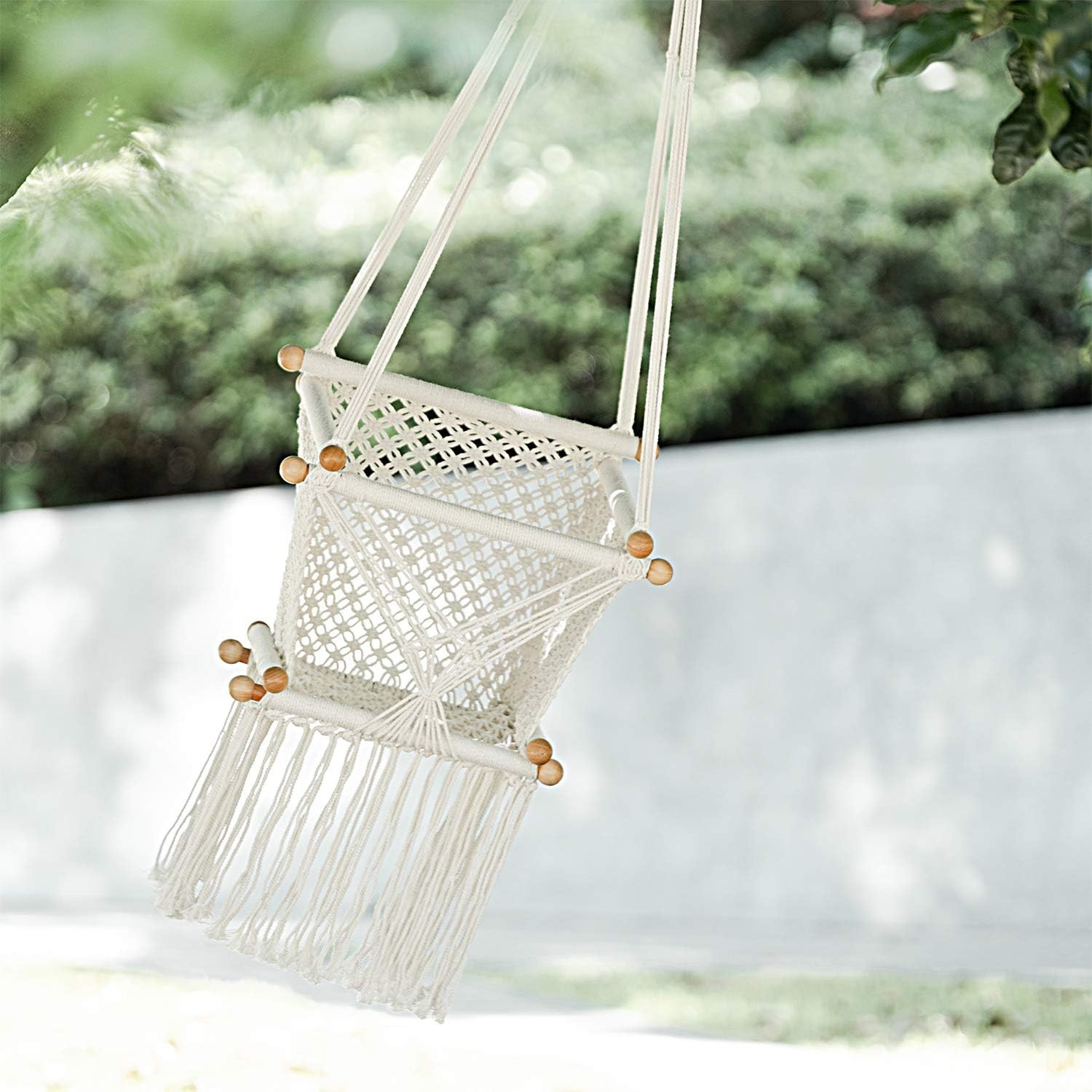 HAN-MM Hanging Swing Seat Macrame Hammock Baby Swing for Infant to Toddler Beige Cotton Rope Weav... | Amazon (US)