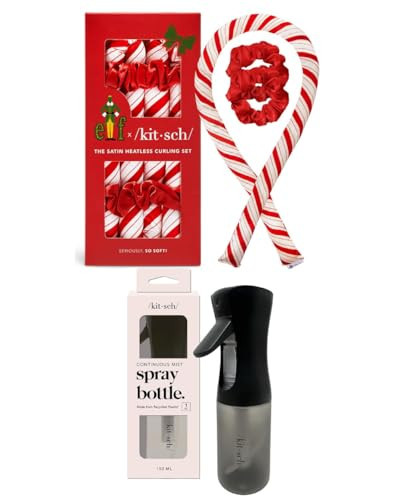 Elf x Kitsch Satin Heatless Curling Set (Candy Cane) and Continuous Spray Bottle (Black) Bundle with Discount | Amazon (US)