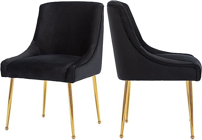 ZHENGHAO Black Dining Chairs Set of 2, Upholstered Dining Room Chairs with Gold Legs Modern Velve... | Amazon (US)