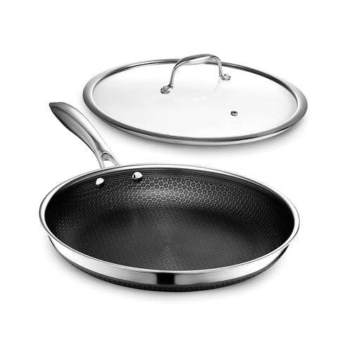 HexClad 12" Hybrid Nonstick Frying Pan with Lid, Dishwasher & Oven Safe | Amazon (US)