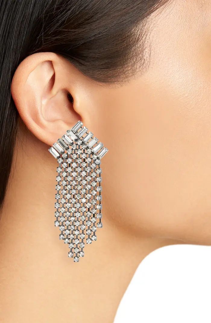 Open Edit Angled Crystal Fringe Drop Earrings | Nordstrom | Nordstrom