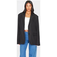 Tall Black Seam Detail Structured Oversized Blazer | PrettyLittleThing US