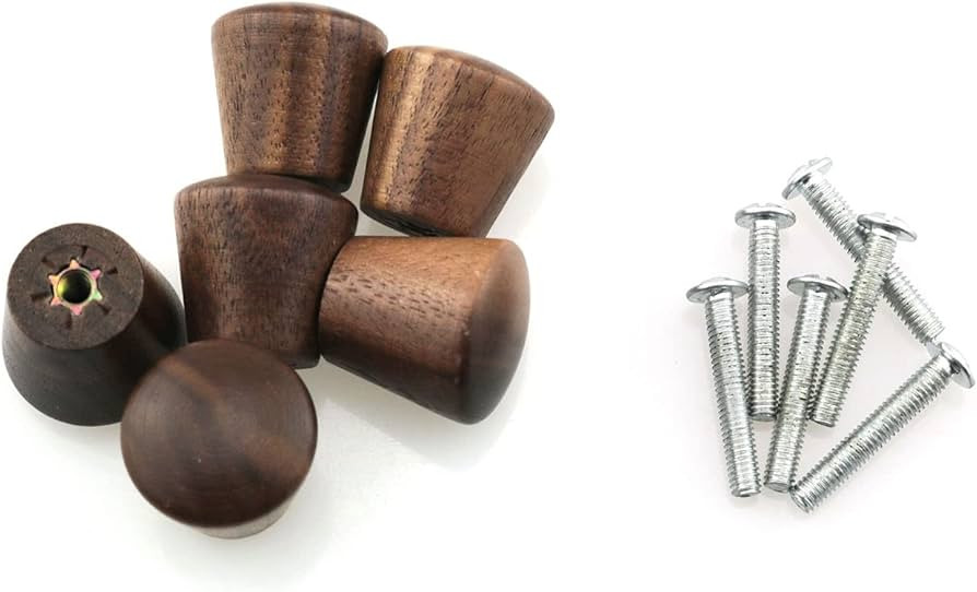 TAODAN 6pcs Natural Wood Cabinet Knob Nut-Brown Wooden Furniture Knobs 0.86x0.86 Cabinet Pull Han... | Amazon (US)