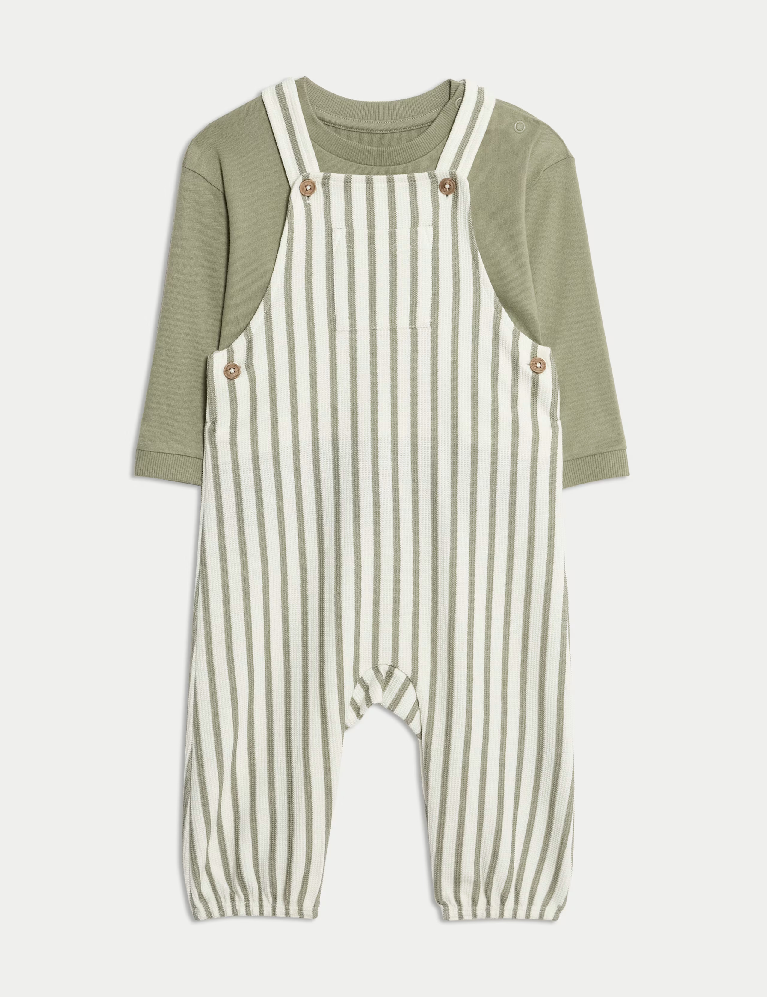 2pc Pure Cotton Jersey Striped Dungaree Outfit (0-3 Yrs) | M&S Collection at M&S | Marks & Spencer (UK)