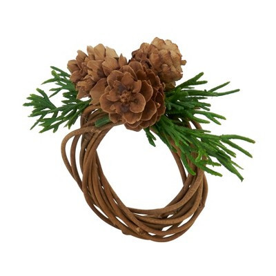 Saro Lifestyle Harvest Home Pine Cone Napkin Ring (Set of 4), Brown | Target