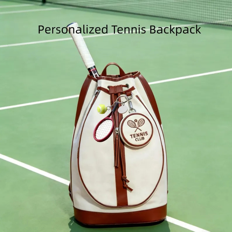 Personalized Canvas Tennis Racket Backpack, Court Bag for Players - Etsy | Etsy (US)