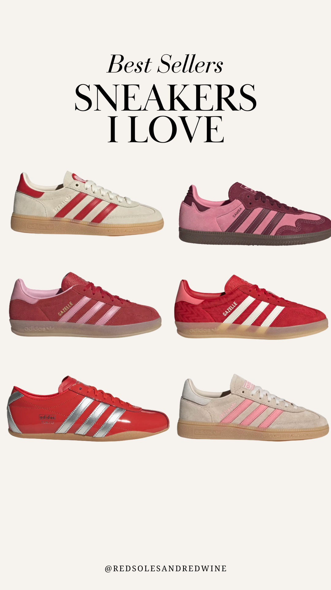 Best seller sneakers! Red and pink adidas sneakers I love, perfect for vday and galentines 

 