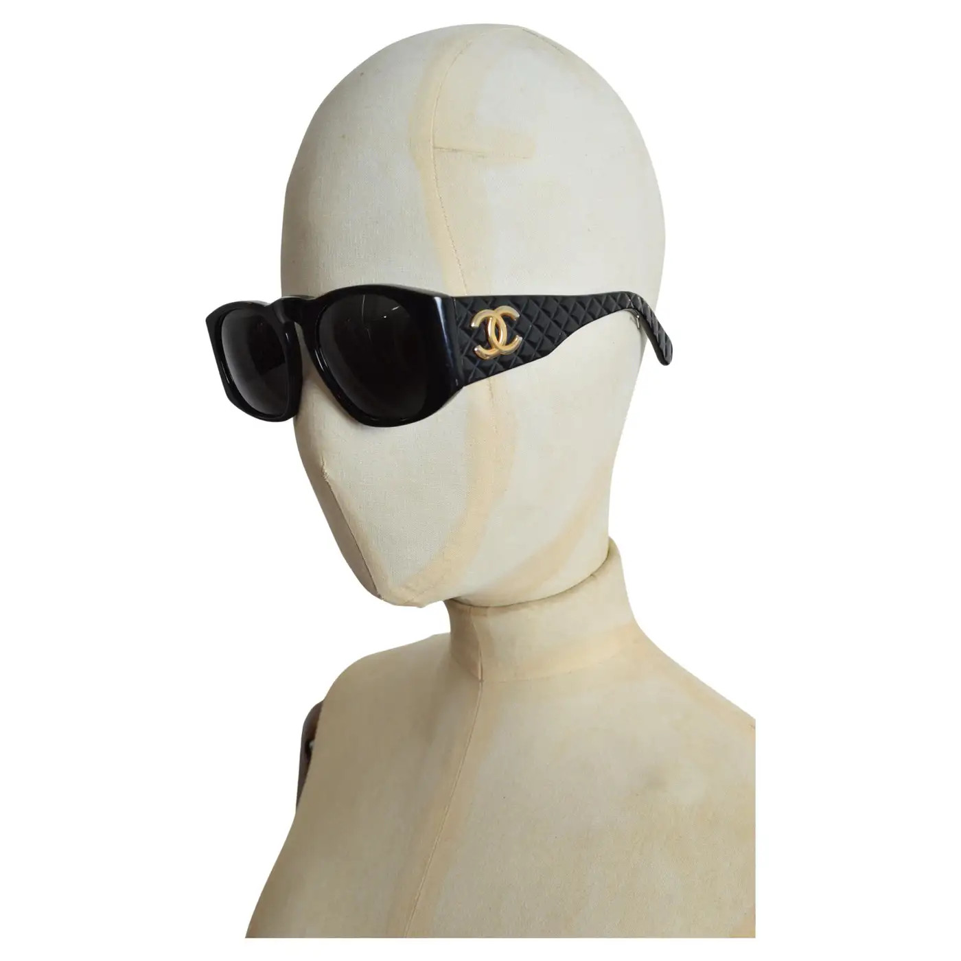 1990’s Chanel by Karl Lagerfeld Black & Gold CC Rounded Shades - Sunglasses | 1stDibs