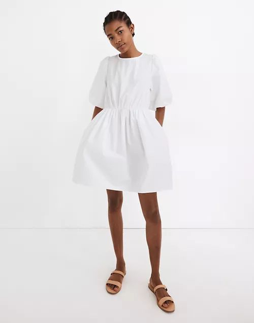 Poplin Crewneck Bubble-Sleeve Mini Dress | Madewell