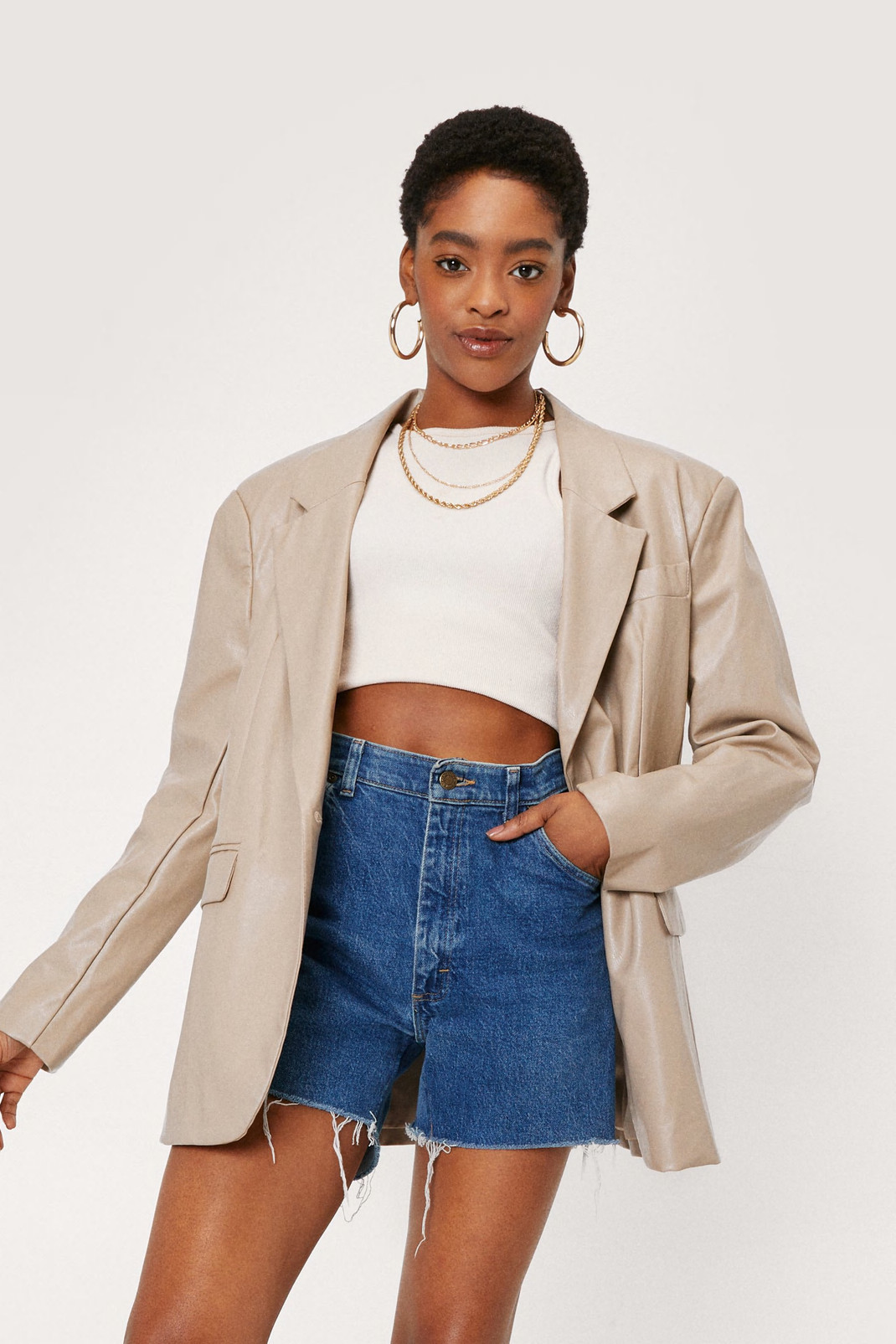 Oversized Button Down Faux Leather Blazer | NastyGal (UK, IE)
