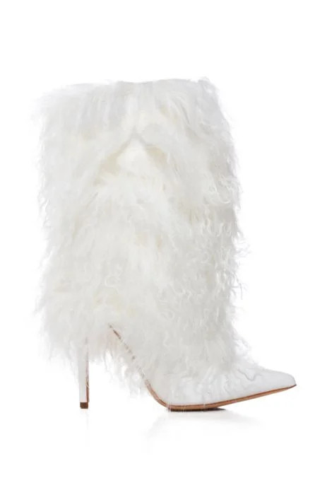 AZALEA WANG SHOOP MOHAIR FUR BOOTIE IN WHITE | AKIRA