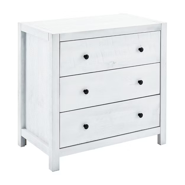 MUSEHOMEINC ST1001W 31.5 Inch Tall Rustic Solid Wood 3 Drawer Storage Dresser Nightstand with Bla... | Target