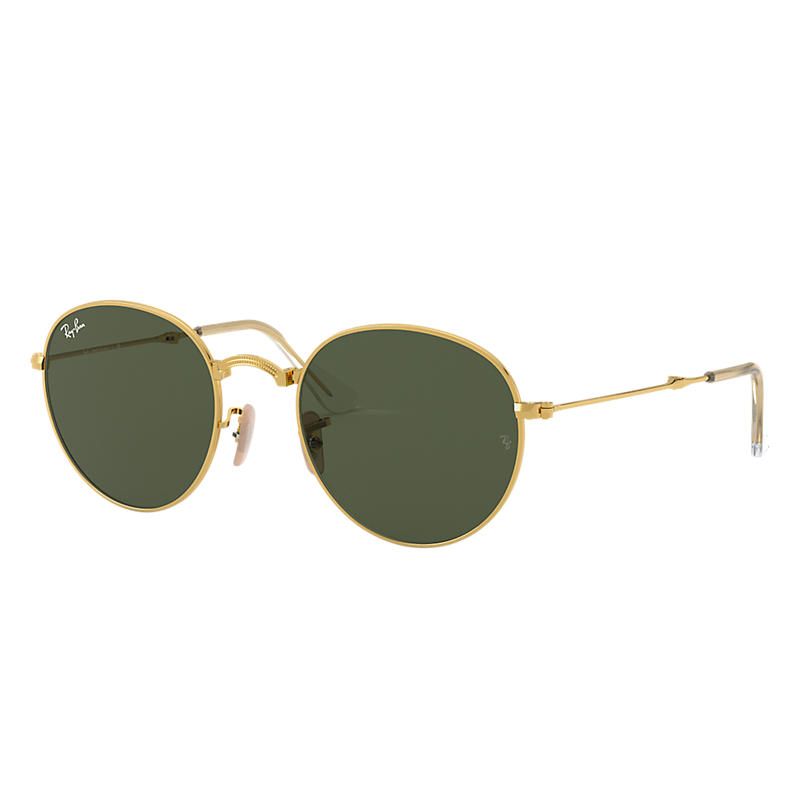Ray-Ban Round Metal Folding Gold Sunglasses, Green Lenses - Rb3532 | Ray-Ban (US)