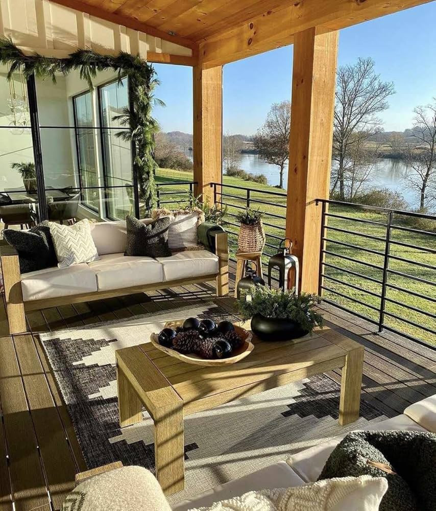 Hauteloom Djugun Outdoor Area Rug - Outside Porch Patio Rug Carpet - Waterproof Rug - Geometric -... | Amazon (US)