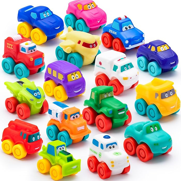 JOYIN Cartoon Cars, Soft Rubber Toy Car Set, Mini Vehicles, Bath Toy Car for Toddlers, Christmas ... | Amazon (US)