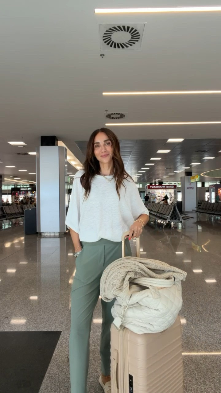 I'm wearing size XS in tee, cardigan size S and pants size 2.

#LTKOver40 #LTKTravel