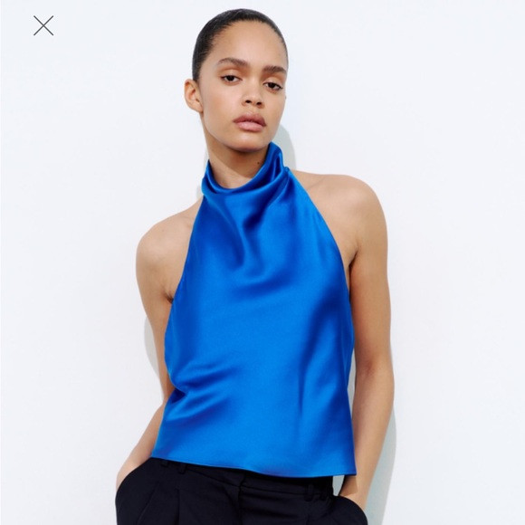 Zara Satin Effect Halter Top | Poshmark